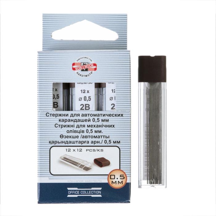 Грифели для механических карандашей 0.5 мм, Koh-I-Noor 4152 2B, 12 штук, в футляре - Фото 1