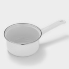 Ковш эмалированный, 1 л, цилиндрический, с крышкой, без деколи, индукция, белый - Фото 3