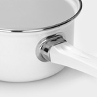 Ковш эмалированный, 1 л, цилиндрический, с крышкой, без деколи, индукция, белый - Фото 4