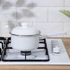 Ковш эмалированный, 1 л, цилиндрический, с крышкой, без деколи, индукция, белый - Фото 6