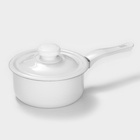 Ковш эмалированный, 600 мл, с крышкой, без деколи, белый - Фото 1