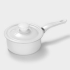 Ковш эмалированный, 600 мл, с крышкой, без деколи, белый - Фото 2