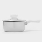 Ковш эмалированный, 600 мл, с крышкой, без деколи, белый - Фото 3