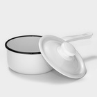 Ковш эмалированный, 600 мл, с крышкой, без деколи, белый - Фото 4