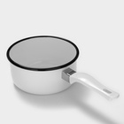 Ковш эмалированный, 600 мл, с крышкой, без деколи, белый - Фото 6