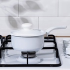 Ковш эмалированный, 600 мл, с крышкой, без деколи, белый - Фото 8