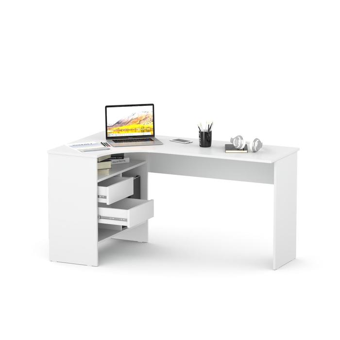 Компьютерный стол «СПм-25», 1450×810×740 мм, угловой, левый, цвет белый - фото 1905774267