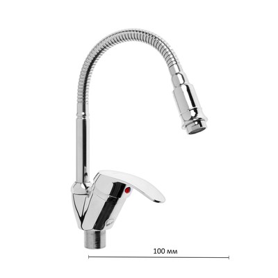 Смеситель для кухни «Эверест» B58-022, однорычажный, гибкий поворотный излив, хром
