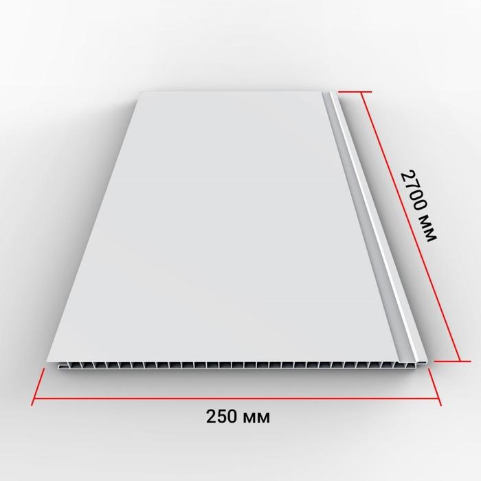 Панель ПВХ Slim 5 мм Premium белая глянц- лак, 2700х250х5 мм - Фото 1
