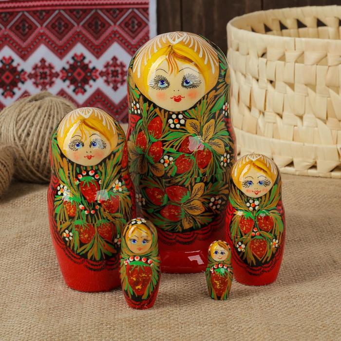Матрёшка 5 -ти кукольная «Татьяна», дерево хохлома, 14-15 см - Фото 1