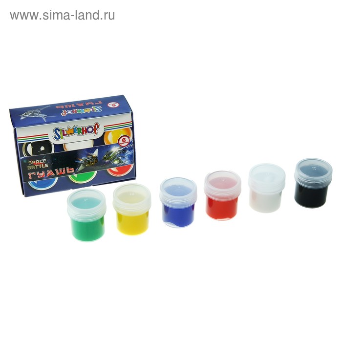 Гуашь 6 цветов 120мл SPACE BATTLE - Фото 1