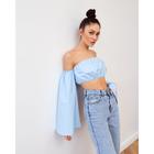 Топ с открытыми плечами MIST: Cotton collection, размер 44-46, голубой - фото 39531815