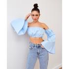 Топ с открытыми плечами MIST: Cotton collection, размер 44-46, голубой - фото 39531816