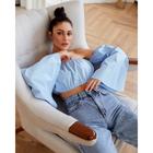 Топ с открытыми плечами MIST: Cotton collection, размер 44-46, голубой - фото 39531817