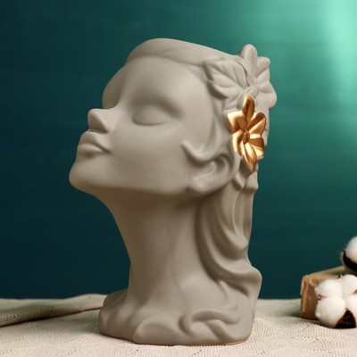 Фигурное кашпо для цветов «Лилит», 2.3 л, 25×14 см, керамика, серое