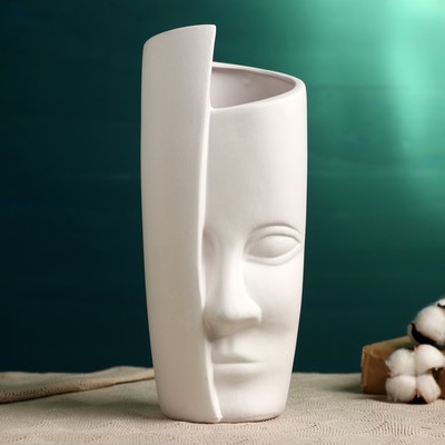 Фигурное кашпо для цветов «Лунный взгляд», 2.2 л, 30×12×13 см, керамика, белое