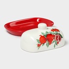 Маслёнка Доляна «Гранат», 17.2×12.4×8.5 см, цвет красный и белый - Фото 5