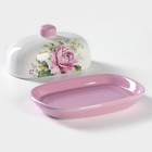 Маслёнка Доляна «Роза», 17,2×12,4×8,5 см, цвет розовый и белый - Фото 3