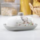 Маслёнка Доляна «Совушка», 17,2×12,4×8,5 см, цвет белый - Фото 1