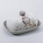 Маслёнка Доляна «Совушка», 17,2×12,4×8,5 см, цвет белый - Фото 2