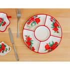 Менажница 5 ячеек Доляна «Гранат», d=26 см, доломит, белая, красная - Фото 7