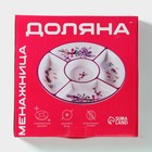 Менажница 5 ячеек Доляна «Гранат», d=26 см, доломит, белая, красная - Фото 9