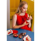 Сахарница-солонка Доляна «Гранат», 150 мл, d=7 см, доломит, белая, красная - Фото 9