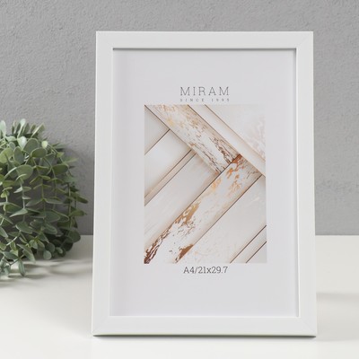 Фоторамка для фото 21×29.7 см (A4) «МИРАМ», пластик, белый