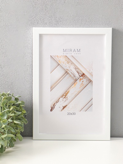 Фоторамка для фото 20×30 см «МИРАМ», пластик, белый, (пластиковый экран)