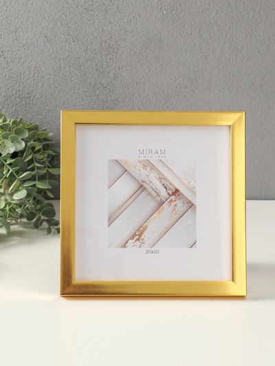 Фоторамка для фото 20×20 см «МИРАМ», пластик, золото, (пластиковый экран)