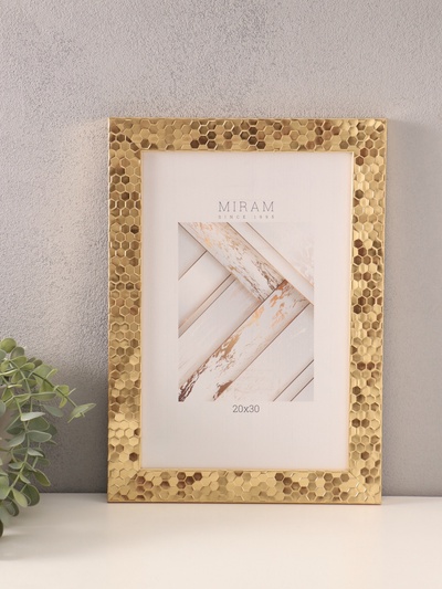 Фоторамка для фото 20×30 см «МИРАМ», пластик, золото, (пластиковый экран)