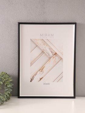 Фоторамка для фото 30×40 см «МИРАМ», пластик, чёрный с серебром, (пластиковый экран)