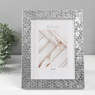 Фоторамка для фото 15×21 см «МИРАМ», пластик, металлик, (пластиковый экран)
