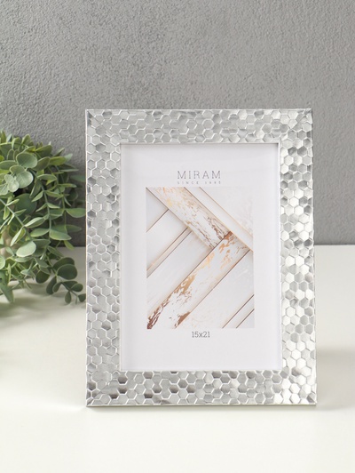 Фоторамка для фото 15×21 см «МИРАМ», пластик, металлик, (пластиковый экран)