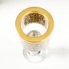 Подсвечник стекло на 1 свечу "Золотые камешки" ножка с кристаллами 21х7,5х7,5 см - Фото 2