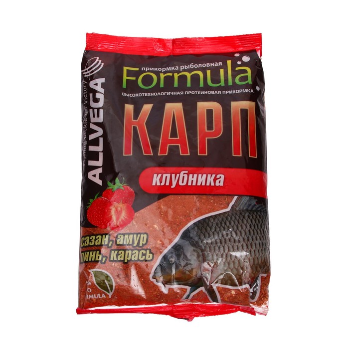 Прикормка Allvega Formula Carp Strawberry, карп клубника, 900 г - Фото 1