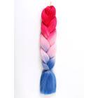 ZUMBA Канекалон трёхцветный, гофрированный, 60 см, 100 гр, цвет красный/светло-розовый/синий(#CY23) - фото 9239139