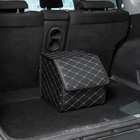 Органайзер саквояж в багажник автомобиля, 32×32×30 см, экокожа, черный с белой обшивкой - Фото 8