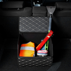 Органайзер саквояж в багажник автомобиля, 40×32×30 см, экокожа, черный с белой строчкой - Фото 9