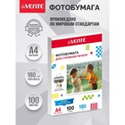 Фотобумага A4 для струйных принтеров deVENTE 180 г, (100 листов), матовая, односторонняя, в пластиковом пакете с европодвесом 6829008 - фото 10759581