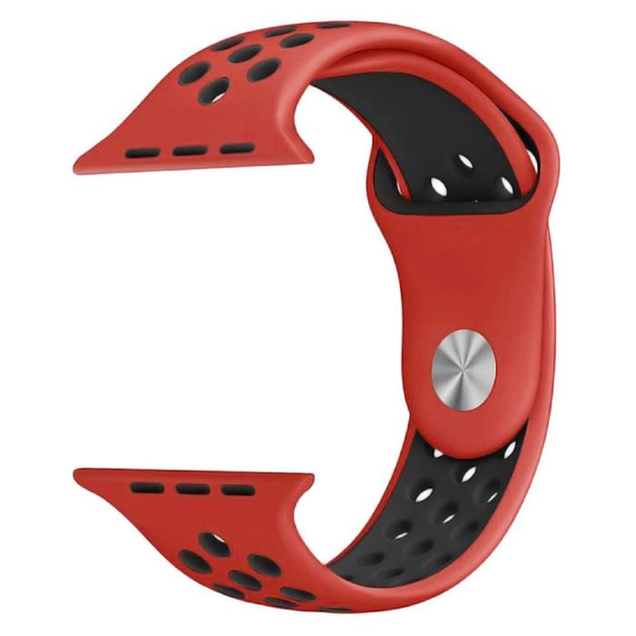 Ремешок Krutoff Silicone Sport, для Apple Watch, 42/44 мм, красно-черный - фото 51783991
