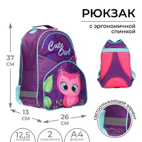 Рюкзак школьный, Luris «Антошка», 37 x 26 x 13 см, эргономичная спинка, «Совушка»
