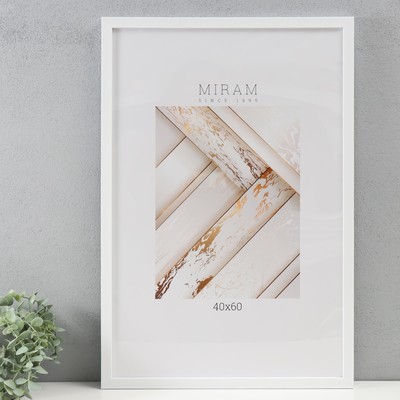 Фоторамка для фото 40×60 см «МИРАМ», пластик, белый, (пластиковый экран)