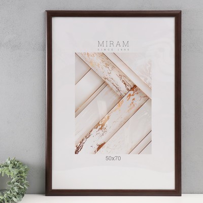 Фоторамка для фото 50×70 см «МИРАМ», пластик, тёмный орех, (пластиковый экран)