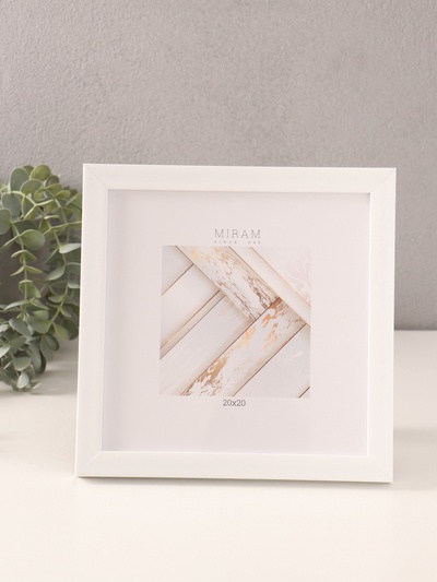 Фоторамка для фото 20×20 см «МИРАМ», пластик, белый, (пластиковый экран)
