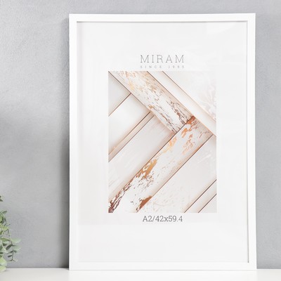 Фоторамка для фото 42×59.4 см (А2) «МИРАМ» белый, (пластиковый экран)