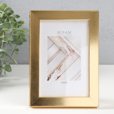 Фоторамка для фото 10×15 см «МИРАМ», пластик под золото, (пластиковый экран)
