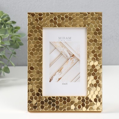 Фоторамка для фото 10×15 см «МИРАМ», пластик, золото, (пластиковый экран)