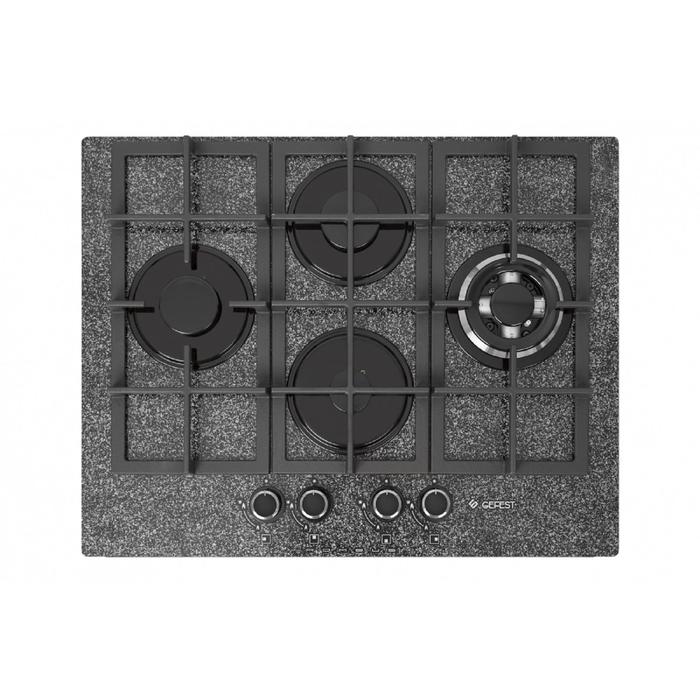 Варочная поверхность Gefest ПВГ 2231-01 Р43, газовая, 4 конфорки, чёрный рисунок "камень" - Фото 1
