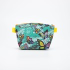 Косметичка простая на молнии, маленькая, с ярким принтом, бирюзовая/разноцветная - Фото 2